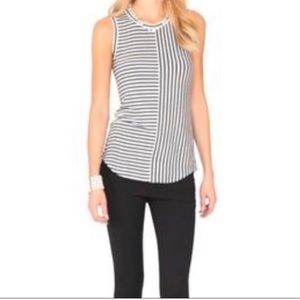 CAbi London #3417 comfy gray & off white top Size XS